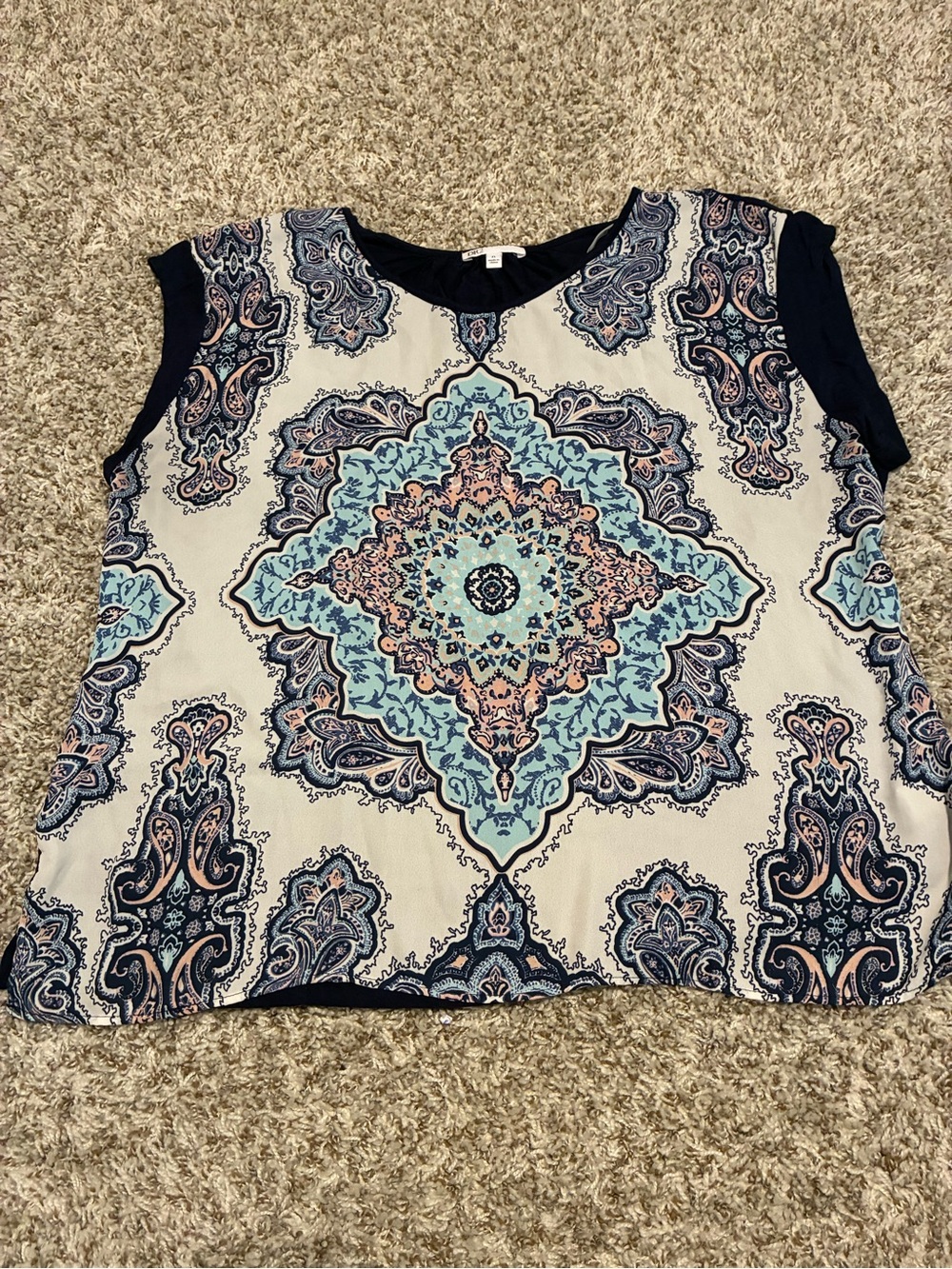 DR2 Navy, Ivory and Light Blue Medallion Sleeveless Tunic